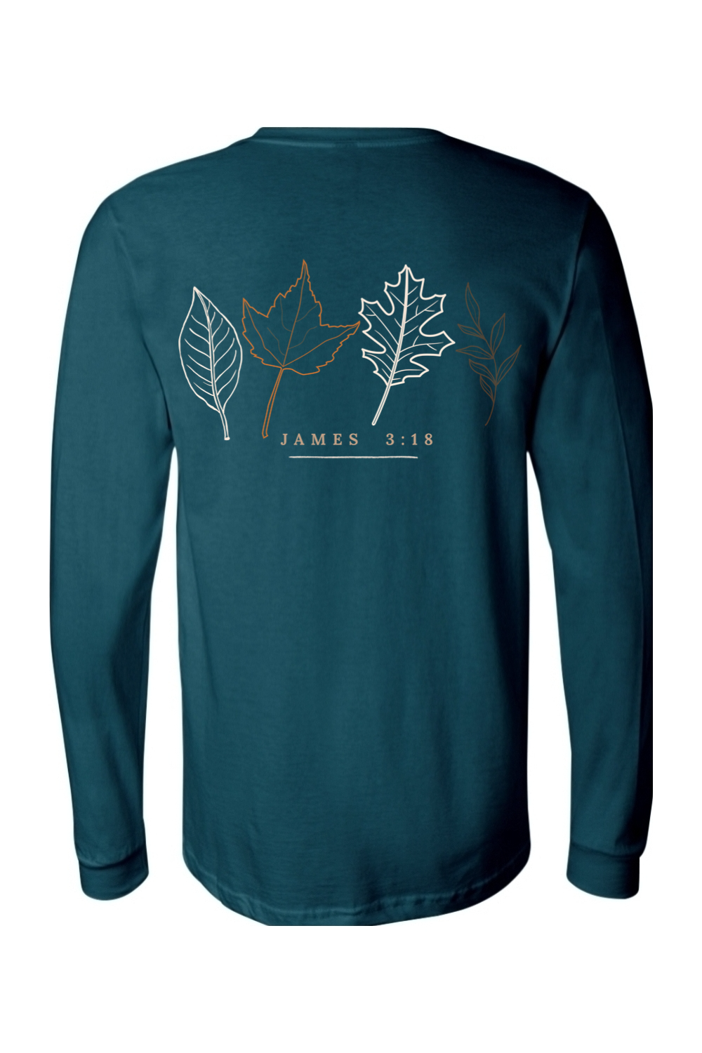 Pumpkin &amp; 4 Leaves Long Sleeve T-Shirt | Peace &amp; Faith Apparel