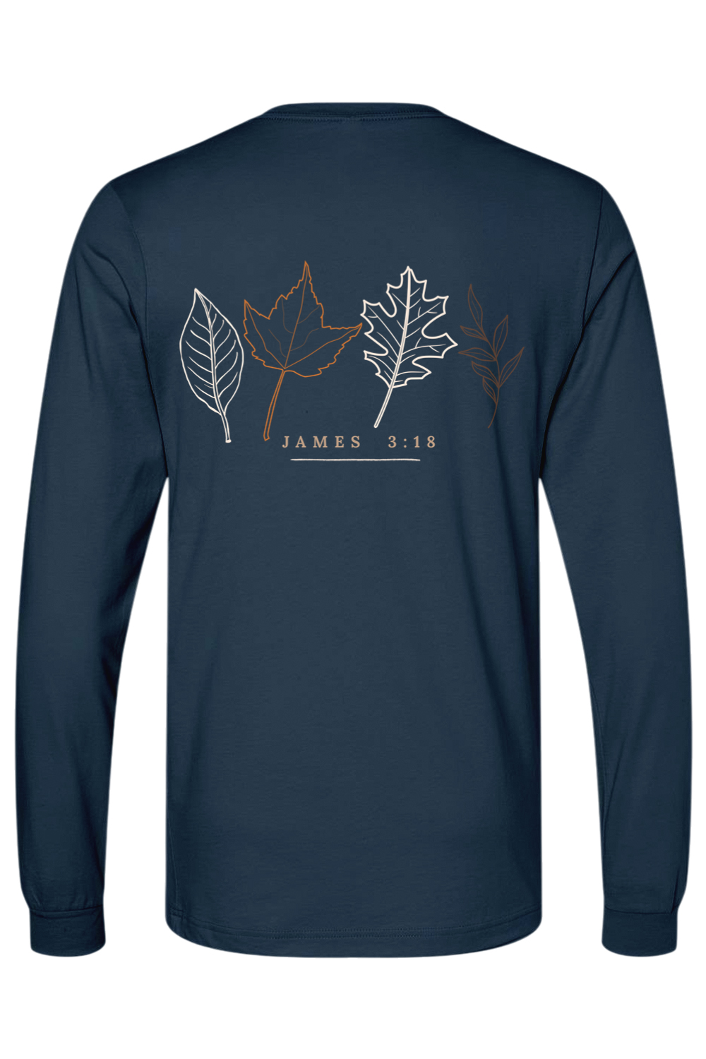 Pumpkin &amp; 4 Leaves Long Sleeve T-Shirt | Peace &amp; Faith Apparel