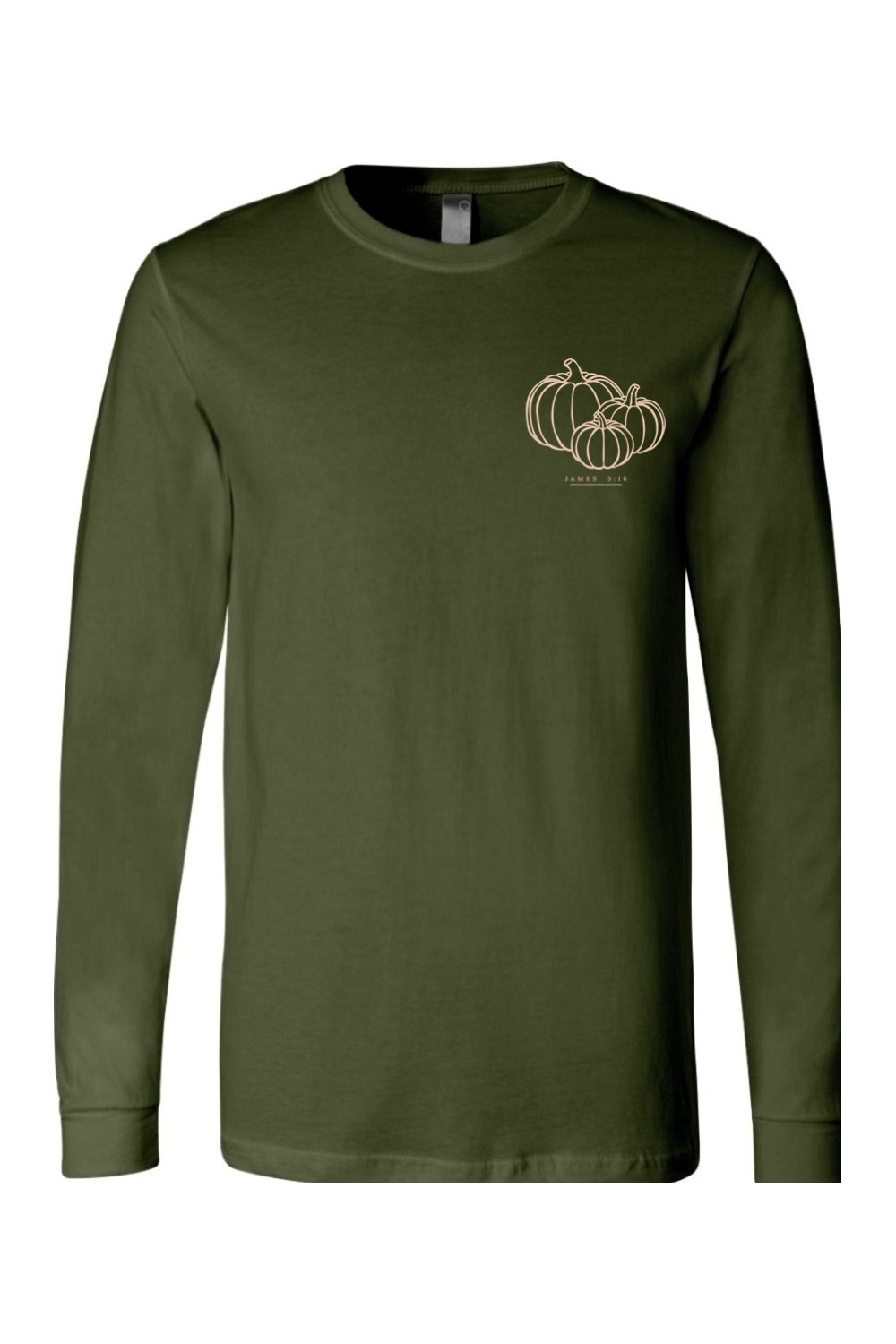 Pumpkin &amp; 4 Leaves Long Sleeve T-Shirt | Peace &amp; Faith Apparel