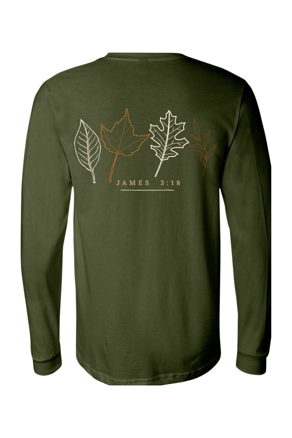 Pumpkin &amp; 4 Leaves Long Sleeve T-Shirt | Peace &amp; Faith Apparel