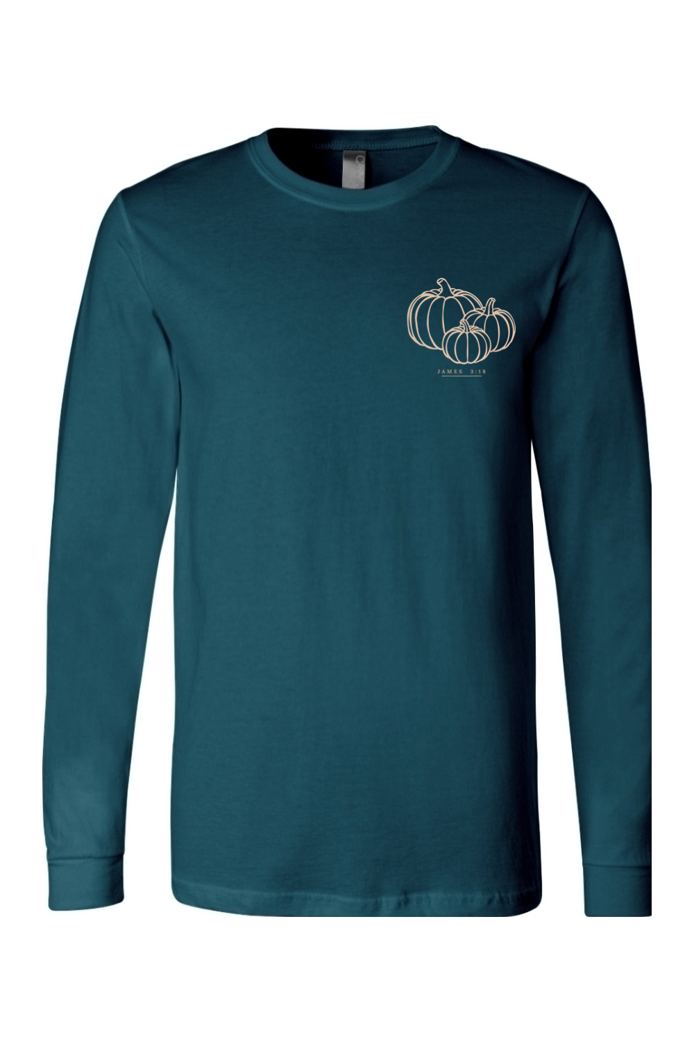 Pumpkin &amp; 4 Leaves Long Sleeve T-Shirt | Peace &amp; Faith Apparel