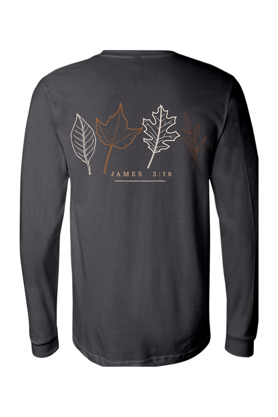 Pumpkin &amp; 4 Leaves Long Sleeve T-Shirt | Peace &amp; Faith Apparel