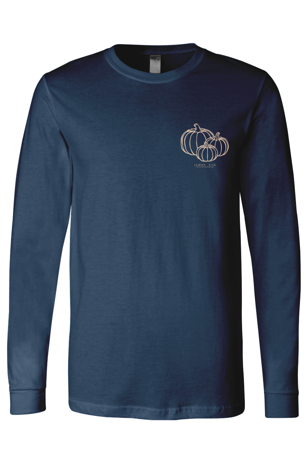 Pumpkin &amp; 4 Leaves Long Sleeve T-Shirt | Peace &amp; Faith Apparel