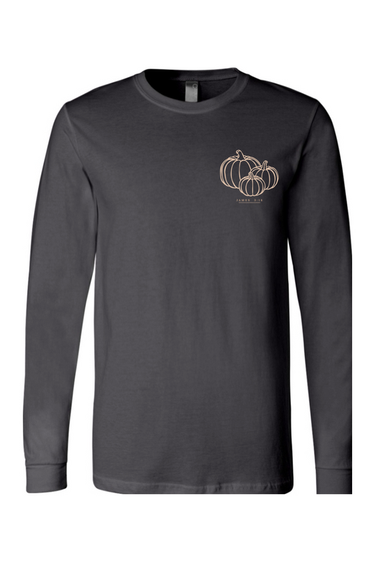 Pumpkin &amp; 4 Leaves Long Sleeve T-Shirt | Peace &amp; Faith Apparel